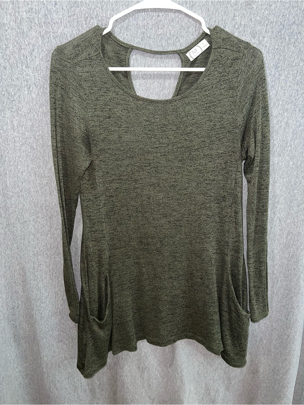 Women's Olive Green Long Sleeve Tunic with Pocket Detail